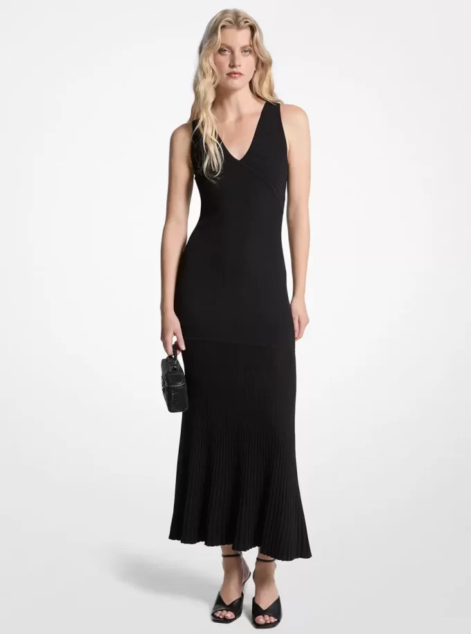 Vestido de tirantes de punto elástico acanalado