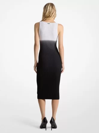 Vestido de viscosa elástica acanalada ombré