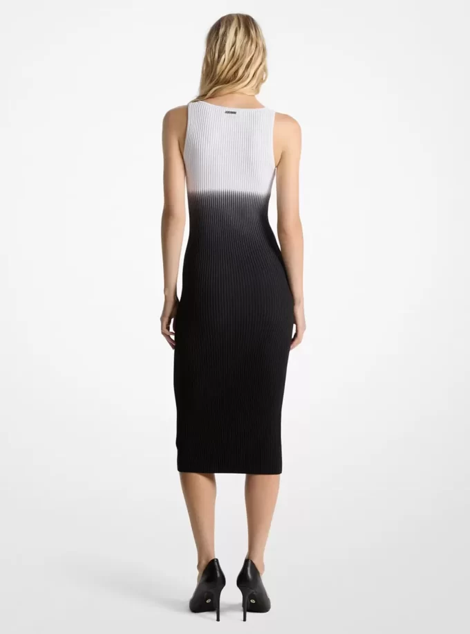 Vestido de viscosa elástica acanalada ombré Vestido de viscosa elástica acanalada ombré