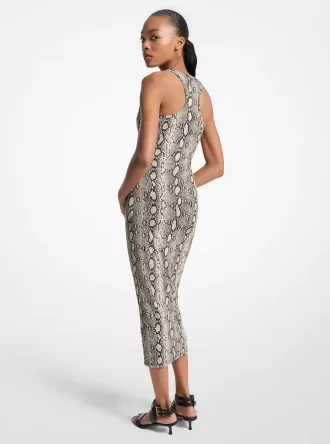 Vestido deportivo de punto elástico con estampado de serpiente