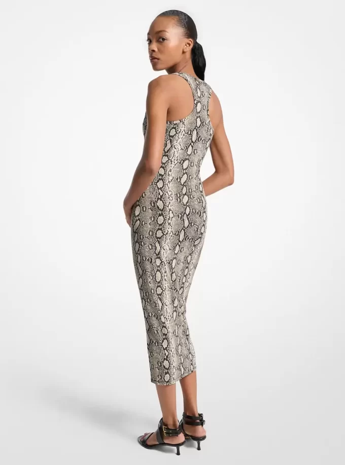 Vestido deportivo de punto elástico con estampado de serpiente