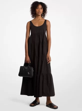 Vestido escalonado de algodón elástico