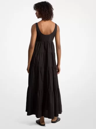 Vestido escalonado de algodón elástico