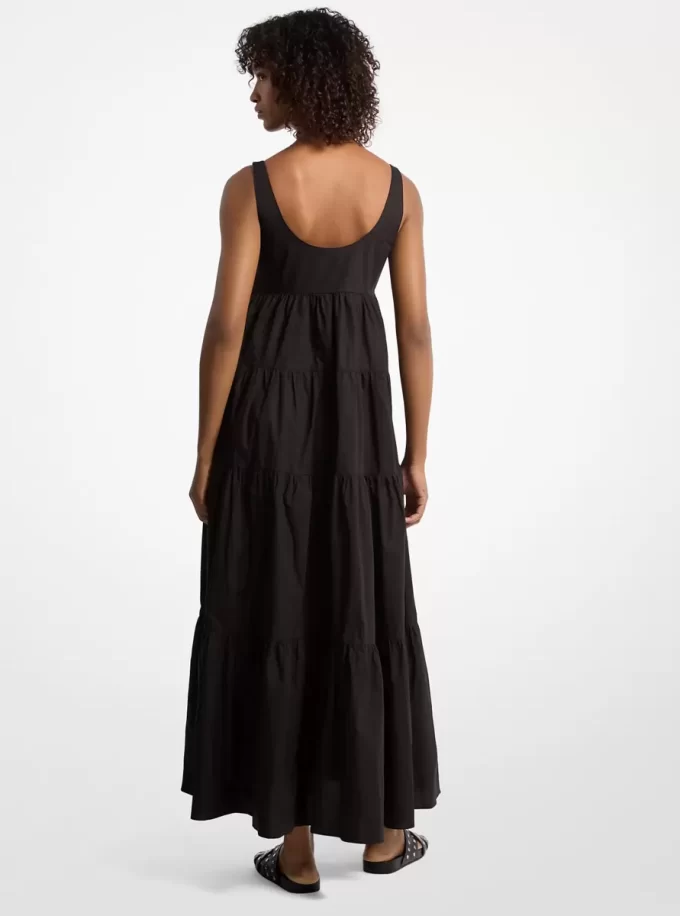 Vestido escalonado de algodón elástico