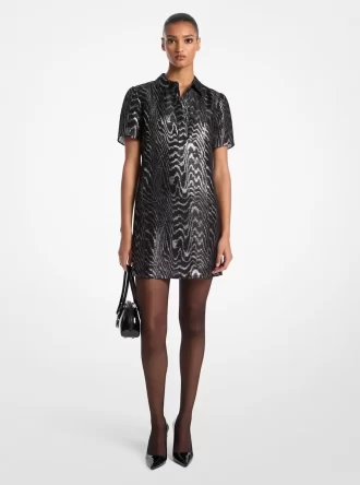 Vestido estilo camiseta de mezcla de seda muaré metalizado