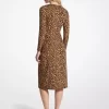 Vestido fruncido de jersey mate con estampado de leopardo Vestido fruncido de jersey mate con estampado de leopardo