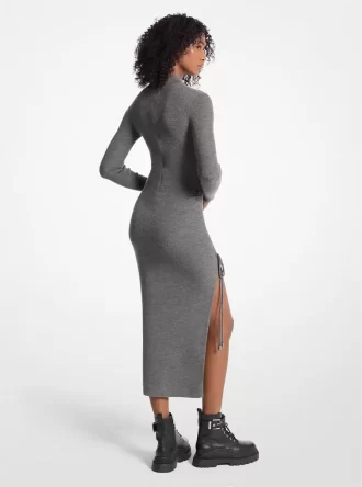 Vestido fruncido de lana elástica