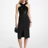 Vestido halter de lentejuelas y crepé