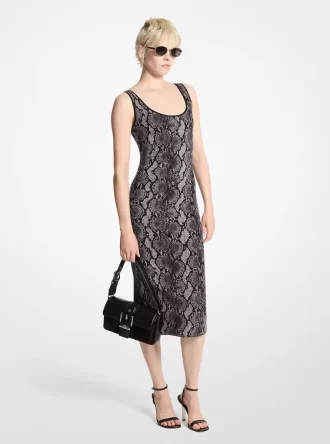 Vestido jacquard con estampado de serpiente