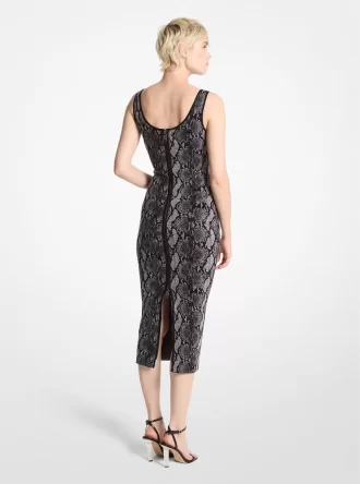 Vestido jacquard con estampado de serpiente
