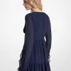 Vestido largo de georgette con volantes