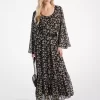Vestido largo de georgette floral