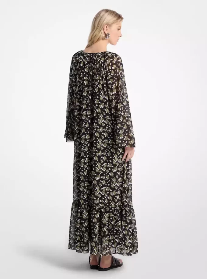 Vestido largo de georgette floral