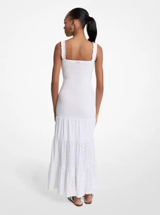 Vestido largo escalonado con fruncido