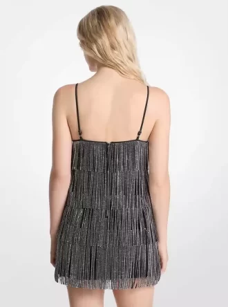 Vestido lencero con flecos y tachuelas