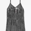 Vestido lencero con flecos y tachuelas Vestido lencero con flecos y tachuelas