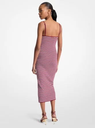 Vestido midi a rayas de mezcla de viscosa elástica