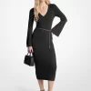 Vestido midi con cinturón de mezcla de lana