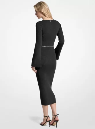 Vestido midi con cinturón de mezcla de lana
