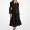 Vestido midi de georgette con volantes
