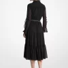 Vestido midi de georgette con volantes