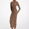Vestido midi de malla de nailon con estampado de leopardo Vestido midi de malla de nailon con estampado de leopardo