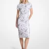 Vestido midi de neopreno con estampado paisley y tachuelas Vestido midi de neopreno con estampado paisley y tachuelas