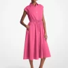 Vestido midi de popelina de algodón elástico