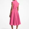 Vestido midi de popelina de algodón elástico