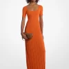 Vestido midi de punto elástico acanalado