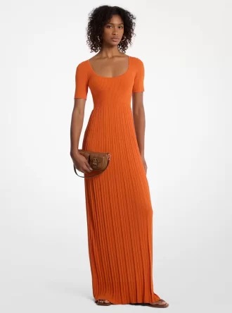 Vestido midi de punto elástico acanalado