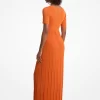 Vestido midi de punto elástico acanalado