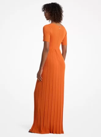 Vestido midi de punto elástico acanalado