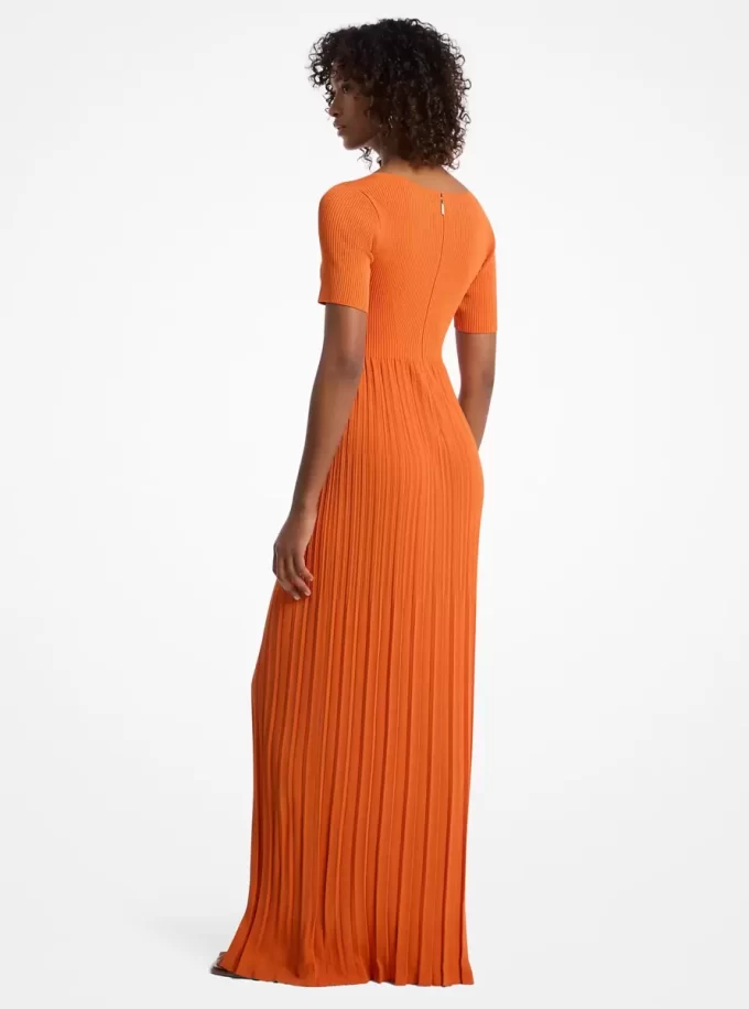 Vestido midi de punto elástico acanalado