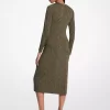 Vestido midi de punto elástico mate con estampado paisley Vestido midi de punto elástico mate con estampado paisley