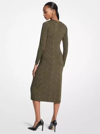Vestido midi de punto elástico mate con estampado paisley