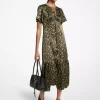Vestido midi de satén martillado floral