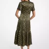 Vestido midi de satén martillado floral