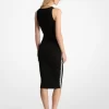 Vestido midi de tirantes con cinta de logotipo y punto elástico Vestido midi de tirantes con cinta de logotipo y punto elástico