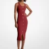 Vestido midi de tirantes de mezcla de viscosa elástica Vestido midi de tirantes de mezcla de viscosa elástica
