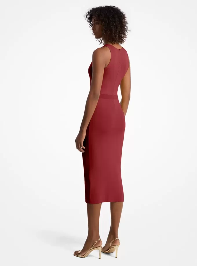 Vestido midi de tirantes de mezcla de viscosa elástica Vestido midi de tirantes de mezcla de viscosa elástica