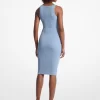 Vestido midi de tirantes de punto elástico acanalado