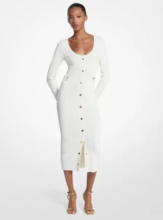 Vestido midi de viscosa elástica acanalada