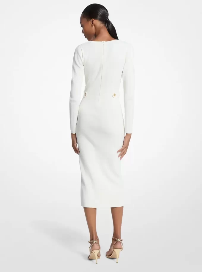 Vestido midi de viscosa elástica acanalada Vestido midi de viscosa elástica acanalada