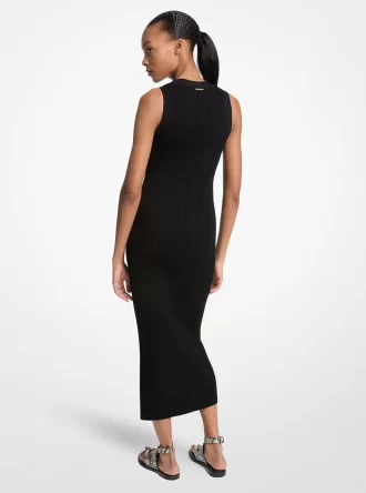 Vestido midi de viscosa elástica acanalada