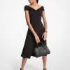 Vestido midi de viscosa elástica con hombros descubiertos