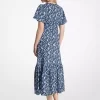 Vestido midi estampado floral de mezcla de viscosa y seda