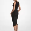 Vestido midi fruncido de punto elástico mate