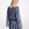 Vestido Paisley Georgette con hombros descubiertos