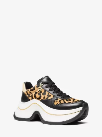 Zapatillas Arla de piel de becerro con estampado de leopardo